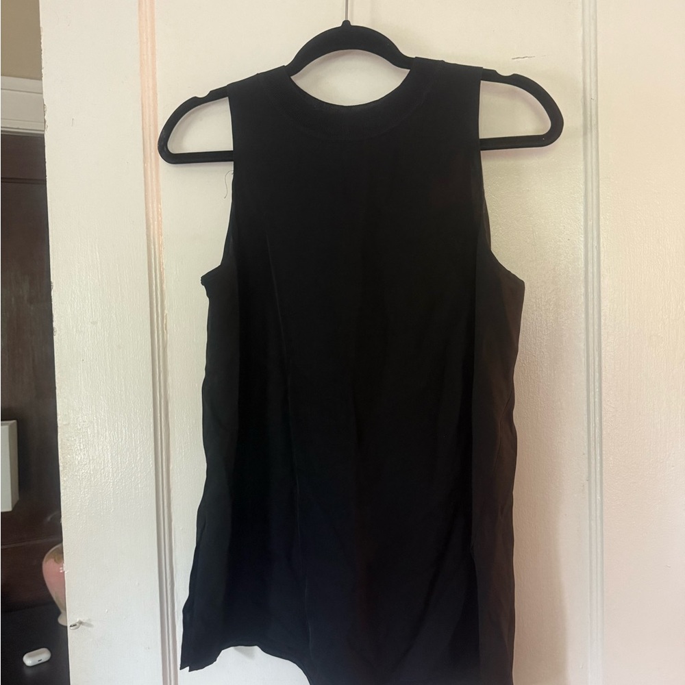 Vince Black Ribbed Collar Top - Picture 1 of 4